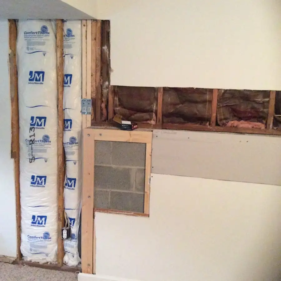 Wall insulation replacement during Basement Flood Cleanup in Nyack